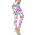thumbnail image 2 of Creamy Soft Girls Kids Size Leggings, High Rise, Stretchy - by USA Fashion Pink and Blue Sunshine Floral Medium, 2 of 2