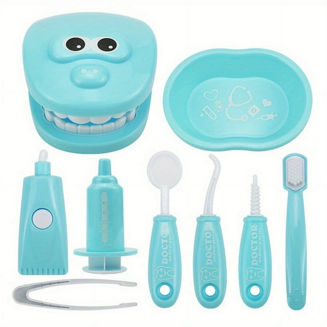 CHUANK 9pcs Dentist Check Tooth Model Set Youngsters Dentist Kit Pretend Educational Role-Playing Learning Toy Set for Boys Girls