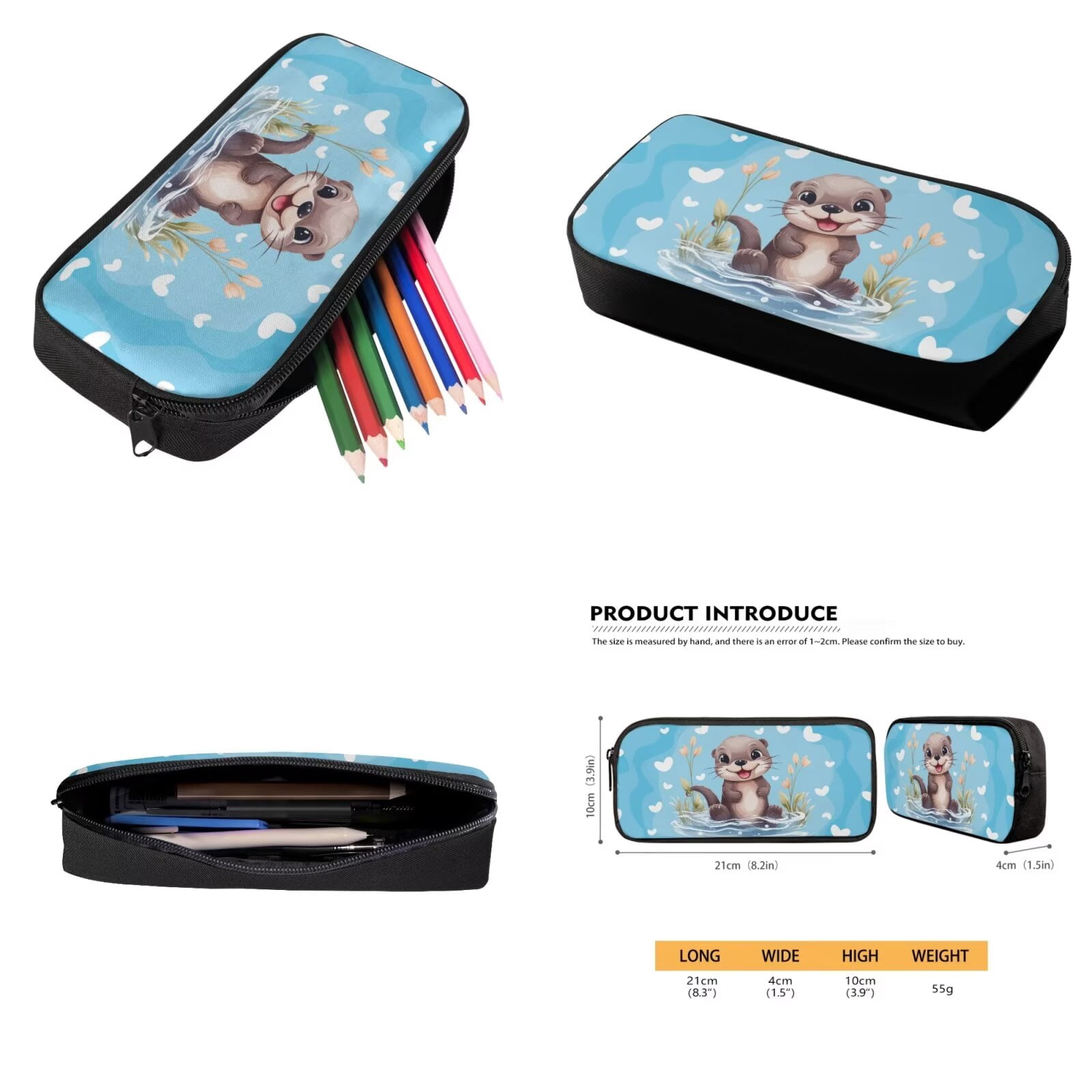 Binienty Otter Bookbag and Lunch Box Set for Girls Boys Teens Middle-School Elementary Bookbags with Pencil Box Case Back To School Backpack Set