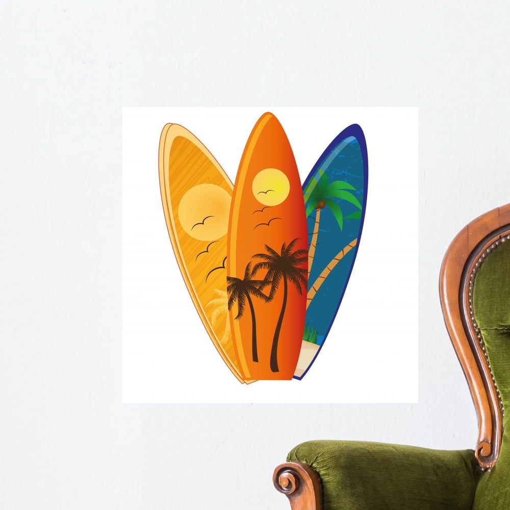 Surf Wall Decal by Wallmonkeys Peel and Stick Graphic (18 in H x