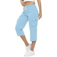 thumbnail image 2 of Capri Pants for Women 2025 High Elastic Waist Drawstring Loose Casual Cago Capris with Pockets Womens Cropped Pants, 2 of 8