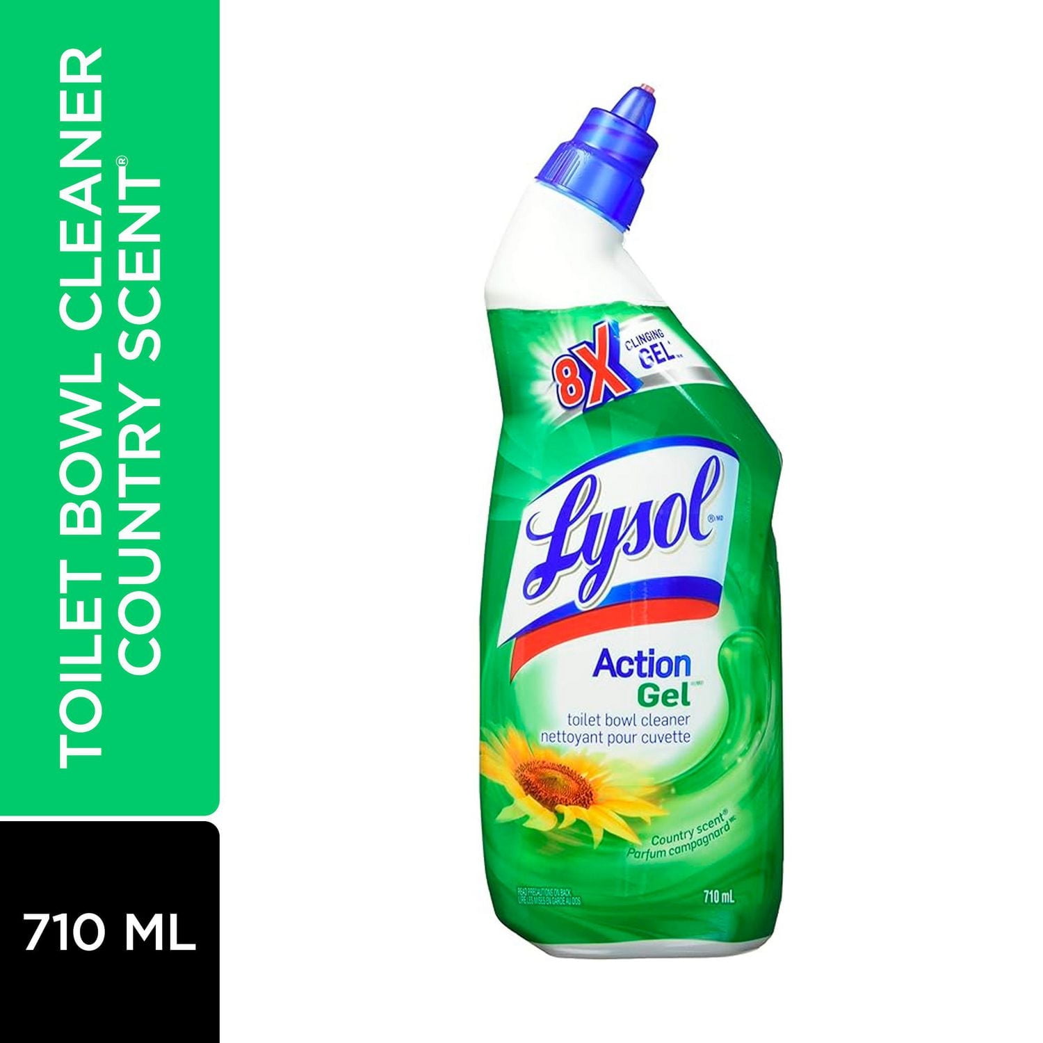 Lysol Toilet Bowl Cleaner, Action Gel, Country, 710ml, 8x Clinging Gel, 710 mL