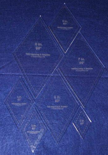 Diamond Templates 2, 3, 4 5, 6, 7, 8 Inches - Clear 1/4 Inch 60 Degree ...