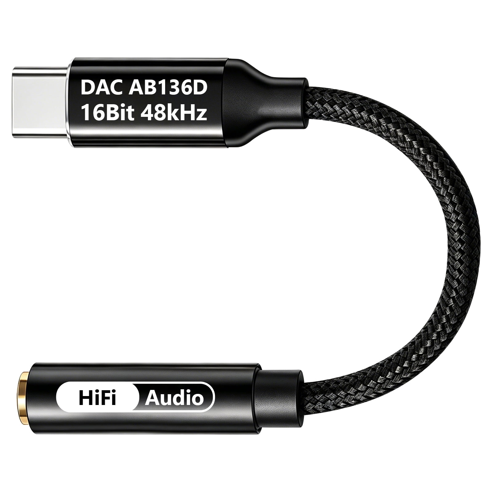 Atzeste USB C to 3.5mm Headphone Jack Audio Adapter, DAC AB136D HiFi USB C to Aux Female Audio Dongle Compatible with iPhone 16/15 Series, iPad Pro, MacBook, Samsung Galaxy S24/S23/S22