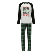 Christmas Parent-Child Pajamas Sets Long Sleeve Letter Top Plaid Pants Family Matching Sleepwear