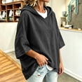 thumbnail image 4 of Hoodies for Women Drawstring 3/4 Sleeve Denim Loose Hooded Sports Sweatshirt,Black,XXL, 4 of 6