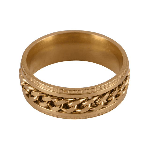 Anillo Hombre Anti Ansiedad LUCKMAN, Acero Inoxidable, Modelo Ander dorado 8