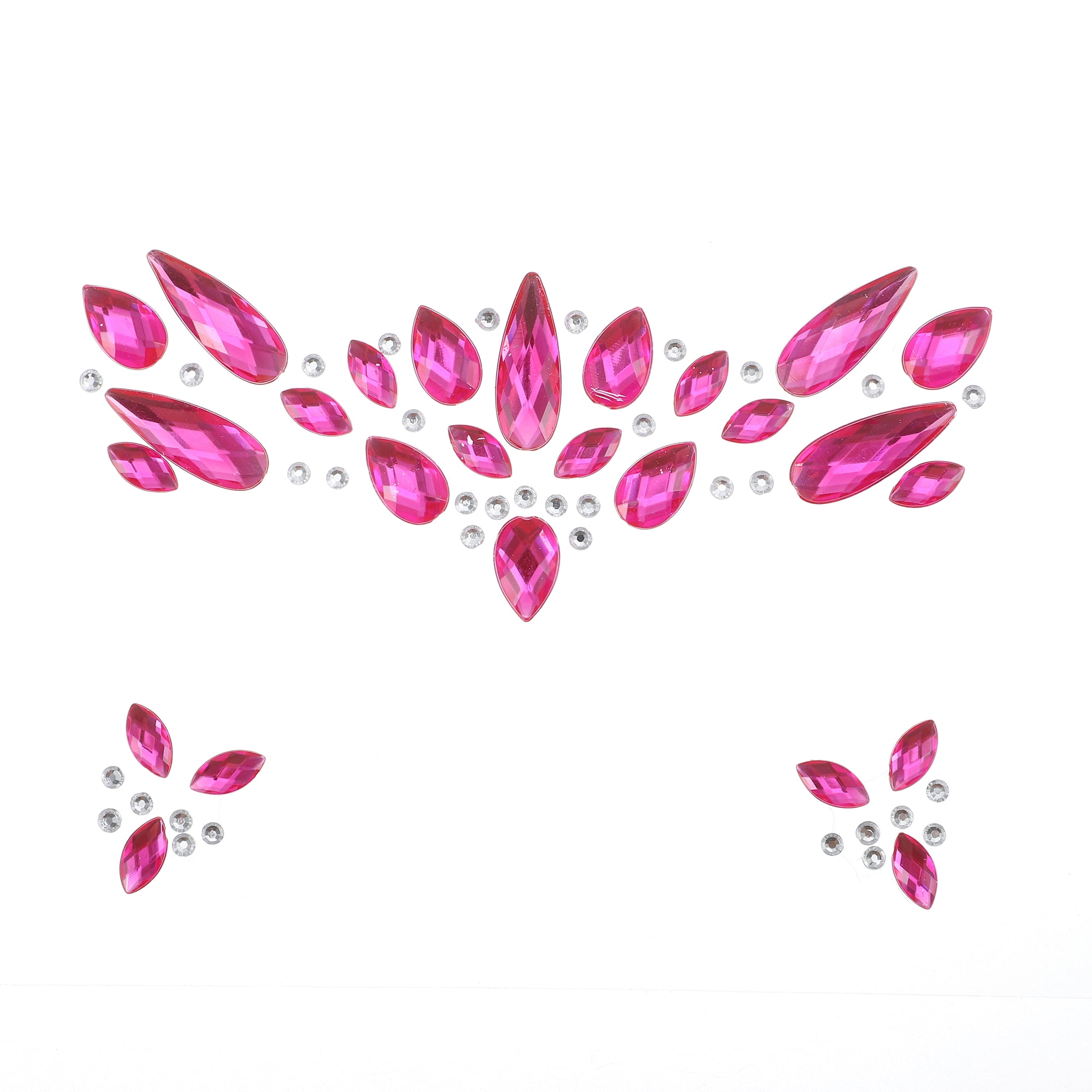 Unique Bargains Elegant Face Rhinestone Stickers for Concert Halloween Events Rose Pink