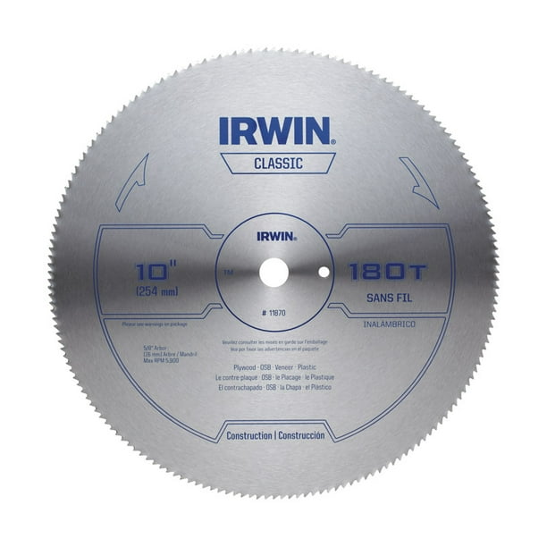 Irwin 10 in. Dia. x 5/8 in. Steel Classic Circular Saw Blade 180 teeth