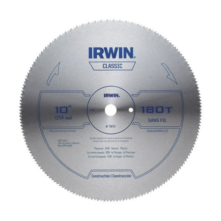 Industrial Steel Circular Blade - Irwin 10 in. Dia. x 5/8 in. Steel Classic Circular Saw Blade 180 teeth 1 pk