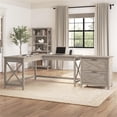 thumbnail image 2 of Pemberly Row 60W L Shaped Desk with File Cabinet in Washed Gray, 2 of 9