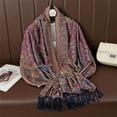 thumbnail image 5 of Paisley Pashmina Shawl Scarf Women Jacquard Cashew Printed Scarves Flowers Borders Female Tassel Blanket Wraps Ethnic Shawls (T322-05,70x190cm), 5 of 7