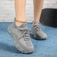 thumbnail image 2 of Platform Sneakers for Women Stretch Knitted Slip on Chunky Tennis Shoes Casual Cushioning Lace up Running Athletic Shoes Gray Size 11, 2 of 6