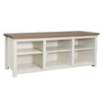 thumbnail image 2 of BizChair Farmhouse TV Stand for up to 80" TVs - 65" Engineered Wood Framed Media Console with Open Storage in Modern White Finish with Walnut Top, 2 of 12