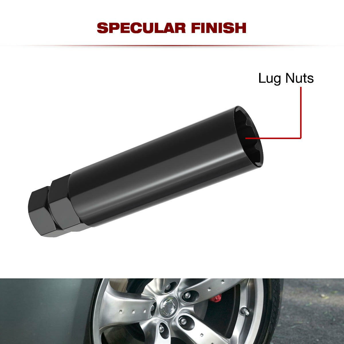 FUBANGBM Black 7 Sided Spline Tuner Lug Nut Locking Socket Key Removal Steel Tool 