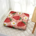 thumbnail image 3 of Fresh Strawberry Cushion&nbsp;– 22x22 Inch Large Floor Pillow, Dutch Velvet, Sweet Red Berry Print for Meditation, Yoga & Balcony Seating, 3 of 6