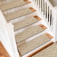 thumbnail image 2 of Pure Era Bullnose Carpet Stair Treads Protector Cover 9" x 30" Indoor Non Slip Self Adhensive Set of 12,Cream Gray Diamond Trellis, 2 of 9