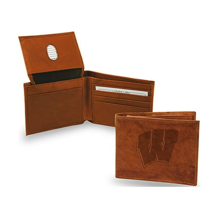 Wisconsin Badgers Embossed Team Logo Brown Leather Billfold Wallet