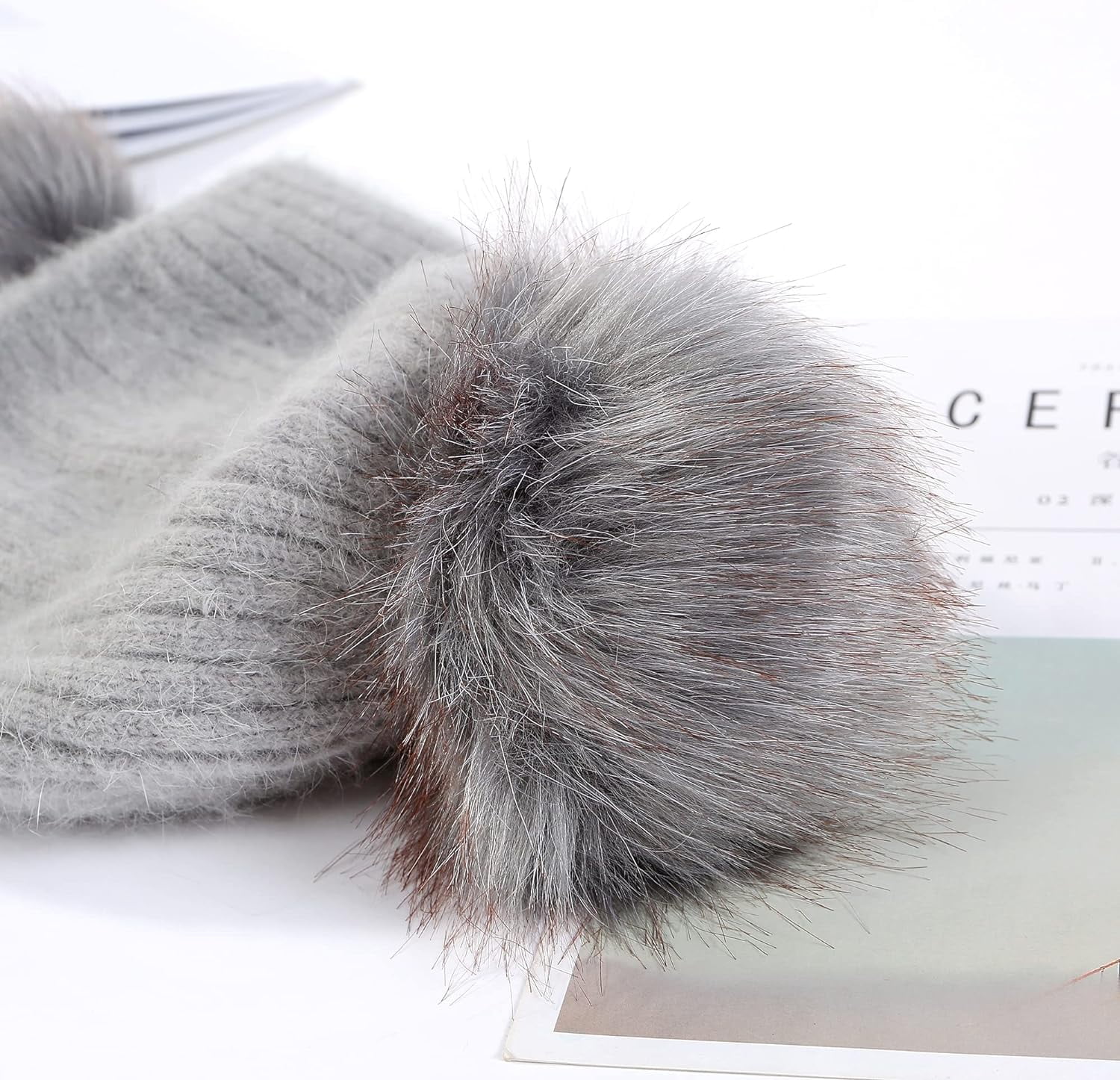 YooGuoGuo Women Winter Beanie Hat Earflap Peruvian Warm Slouchy Fleece Lined 3 Pom Poms Knit Sherpa Fluffy Soft Ski Hats