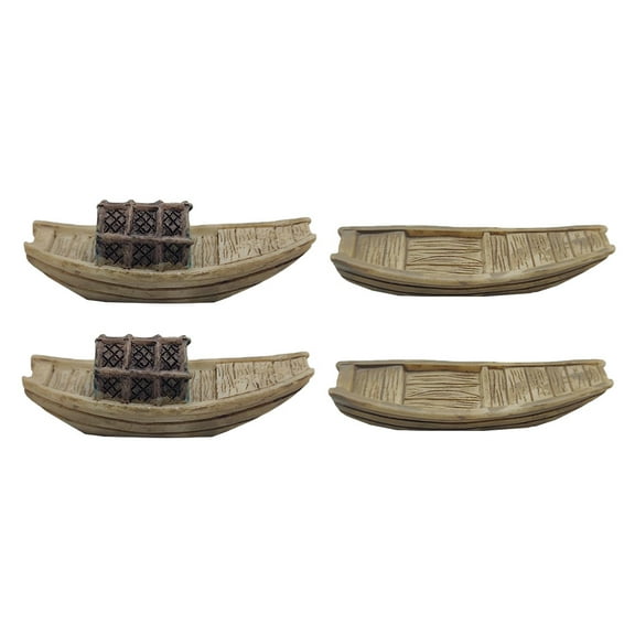 4 Pcs Resin Boat Toy Micro Landscape Fishing Boat Lifelike Boat Model 4x2cm