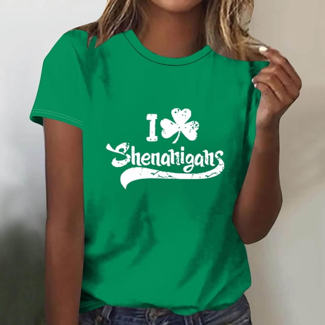 Fiudx Camisas para Mujer Camiseta Informal de Manga Corta con Cuello Redondo y Estampado a La Moda para Mujer