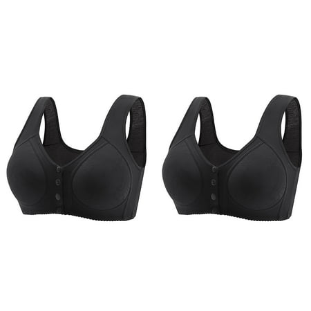 (2-Pack) Rinsvye Women Fashion Casual Breathable Large Bra Tube Button Down Top Sports Bra Underwear without Steel Sports Bras Pack Ring Gathering