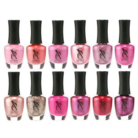 - SXC Cosmetics Pink Nail Polish Lacquer 15ml/0.5fl set of 12 Colors lot