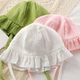 thumbnail image 6 of Kakishop Newborn Baby Girl Boy Ruffle Romper Knit Sweater Onesie Jumpsuit Long Sleeve Romper + Hat Solid Fall Winter Outfits (White,0-3 Months), 6 of 6