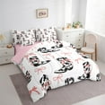 thumbnail image 4 of Homewish Modern Western Cowgirl 7-Piece Bedding Comforter Set,Cartoon Bowtie Ribbon King Bedding Sets,Pink White Black Bed Sheets For Girls Teens,Microfiber Bedroom Decor Reversible, 4 of 9