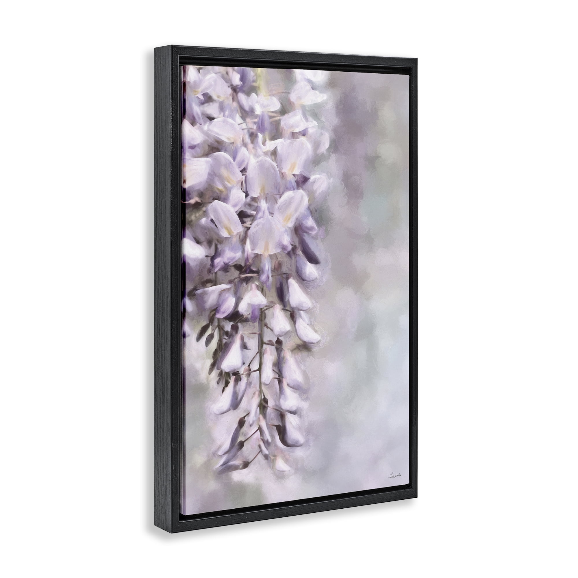 Stupell Industries Soft Foxglove Petals Botanical & Floral Painting Black Floater Framed Art Print Wall Art, 21 x 31