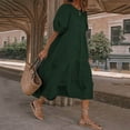 thumbnail image 2 of Robes Noires pour Femmes Mode Femmes Ample Couleur Unie Col Rond Manches Bouffantes Robe Décontractée Manches Courtes, 2 of 5