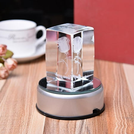 White Crystal Lights 4 LED Luminous Base Light Colorful Round Stand Base for Cocktail Crystal Glass Transparent Objects Display White light Always bright ()