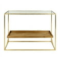 thumbnail image 2 of Cubical Metal Accent Table With Wooden Shelf, Gold, 2 of 2