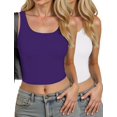thumbnail image 1 of Blusa corta de 2 piezas AURUZA con cuello en U sin mangas XL, blanco y morado, 1 of 7