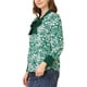 thumbnail image 4 of Blusa de mujer Allegra K con estampado floral bohemio, mangas largas, lazo en el cuello en V, color verde M, 4 of 7