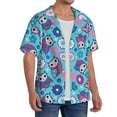 thumbnail image 4 of Honeii 's Wls And Flowers for men's short-sleeved button-up collared shirt featuring a pocket, perfect for beach vacations, and travel adventures., 4 of 5