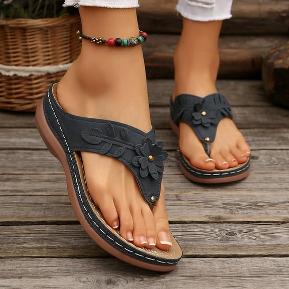 Sandals for Women 2026 Fashion Women Casual Round Head Comfy Slippers Beach Casual Slipsole Shoes