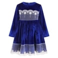 thumbnail image 2 of IBTOM CASTLE Toddler Baby Girls Christmas Dress Lace Velvet Long Sleeve Ruffle Princess Wedding Birthday Party Dress Fall Winter Clothes 18-24 Months Blue, 2 of 8