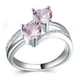 thumbnail image 1 of Visland Bague Femme Double Cœur Étincelant Zircon Cubique pour Fête, 1 of 8