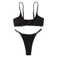 thumbnail image 2 of Women Sexy Anti-strip Solid Color Cut Out High Cut Lace Up Two Piece Bikini Set, 2 of 6