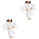 thumbnail image 3 of Minnieouse de plumaje blanco con piel Estilo francés Albornoz de manga larga Novia Cuello en V Ropa de dormir Ropa de dormir Hotel en casa Type1 NO1, 3 of 6