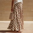 thumbnail image 6 of Maxi Skirts for Women Elastic Waist A Line Plaid Skirts Summer Casual Pleated Gingham Flowy Long Skirts, 2XL, 6 of 7