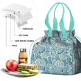 thumbnail image 4 of Boho Bohemia Flower Drawstring Lunch Bag Women - Drawstring Lunch Bag Insulated for Work Office - Stain-Resistant Large Lunchbags for Women with Multi-Pockets, 4 of 6