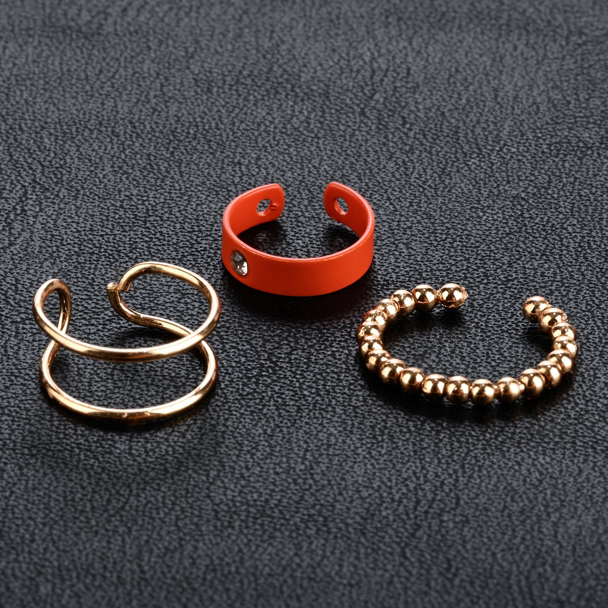 Claire's Girls Gold & Orange Faux Hoop Earring, Cuff/ Latch Closure, 4-Pack, 38820 Stone