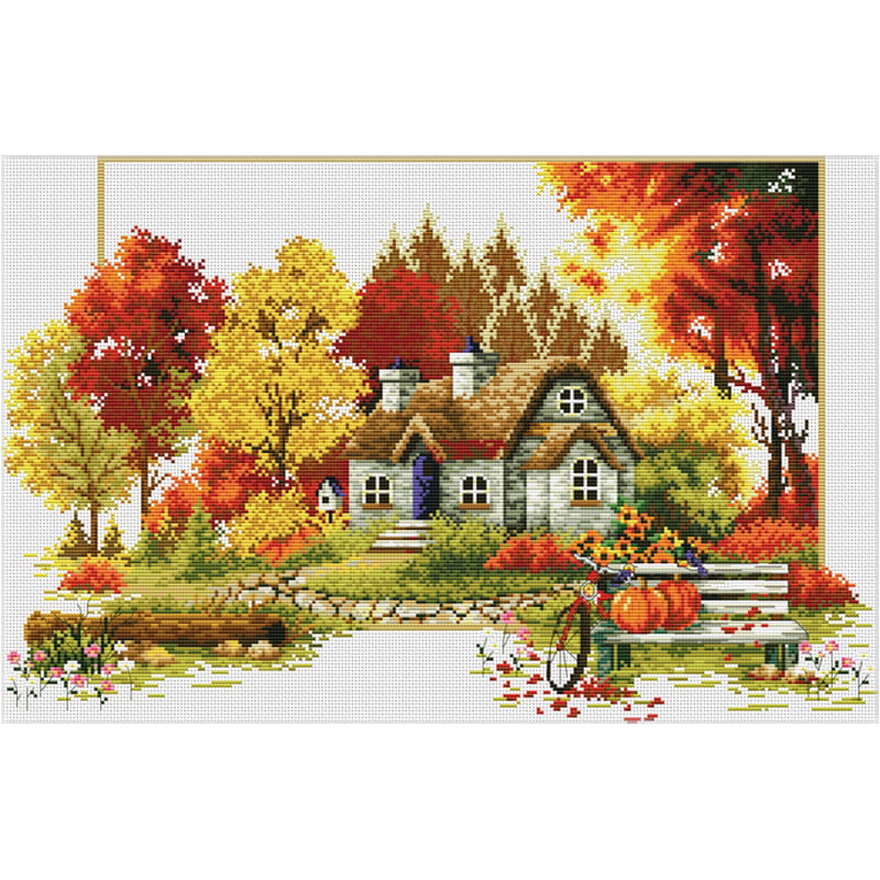 stamped cross stitch kit beginner Adults-Christmas tree animals-11CT DIY cross stitch-Embroidery Needlework Needlepoint-gift Cotton thread for Home Decor-16x20 inch Pre Printed Canvas
