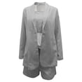 thumbnail image 6 of SELONE Blazer Jackets for Women Two Piece Outfits Dressy Summer Sets Solid Three-piece Suit With Vest + Suit Jacket + Shorts 23-Gray XXXL, 6 of 9