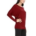 thumbnail image 2 of Women's Solid Long Sleeve Jersey Dolman Style Boat Neck CasualTop S-3XL, 2 of 3