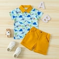 thumbnail image 4 of URMAGIC Toddler Baby Boy Dinosaur Short Sleeve Button Down Shirt & Casual Shorts Set Summer Outfits 1-6T, 4 of 10