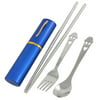 Unique Bargains Smiling Handle Stainless Steel Spoon Chopsticks Fork Tableware Set