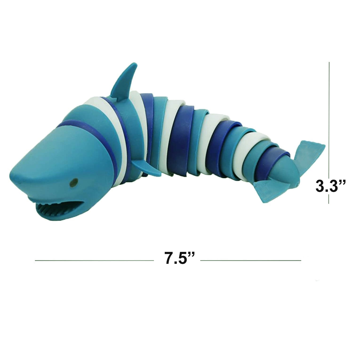 (5 pack) Gwen Studios Fidget Shaker Slug Toy for Kids, 7.6" x 3.3" Blue Shark